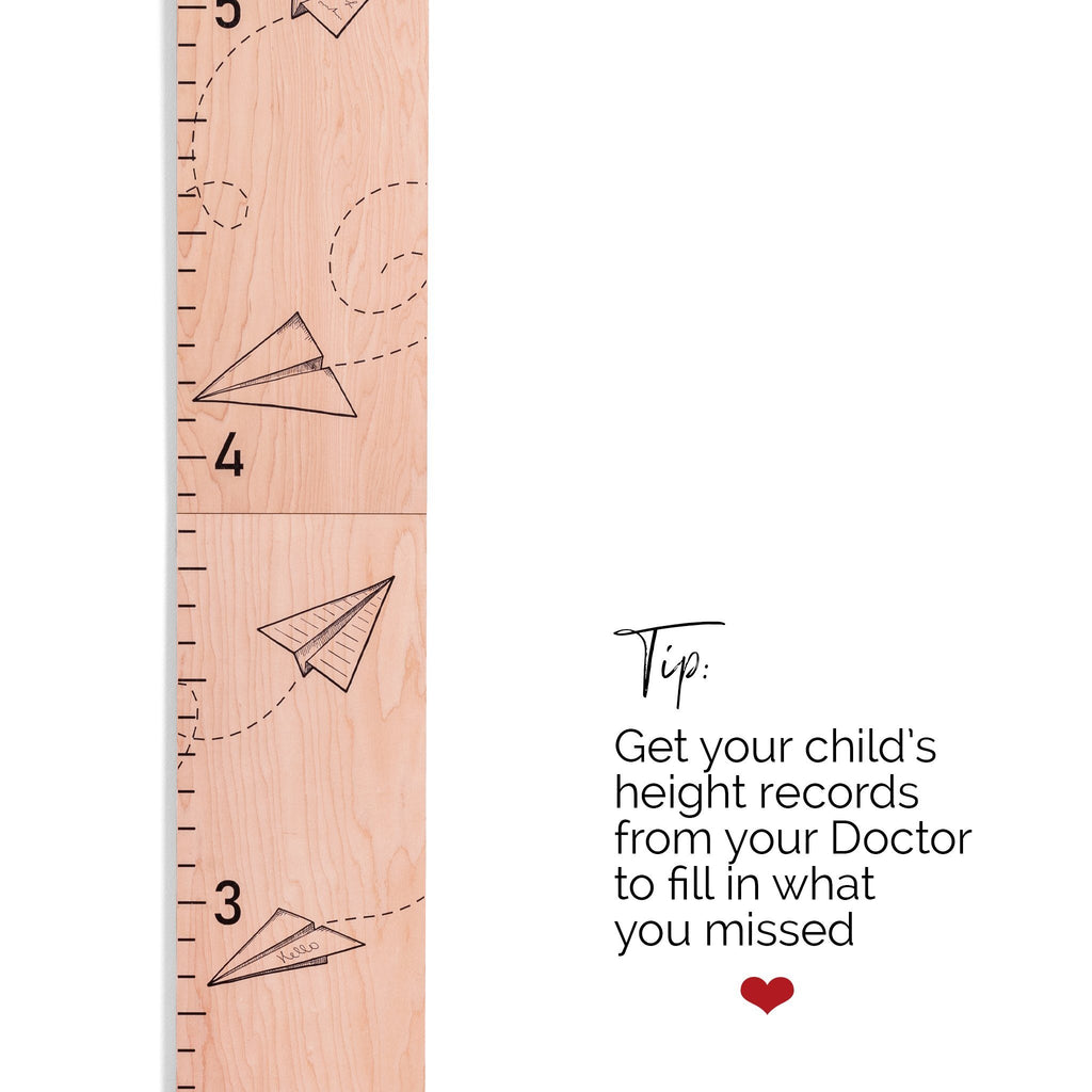 Paper Airplanes Growth Chart on Wood Growth Chart Headwaters Studio 