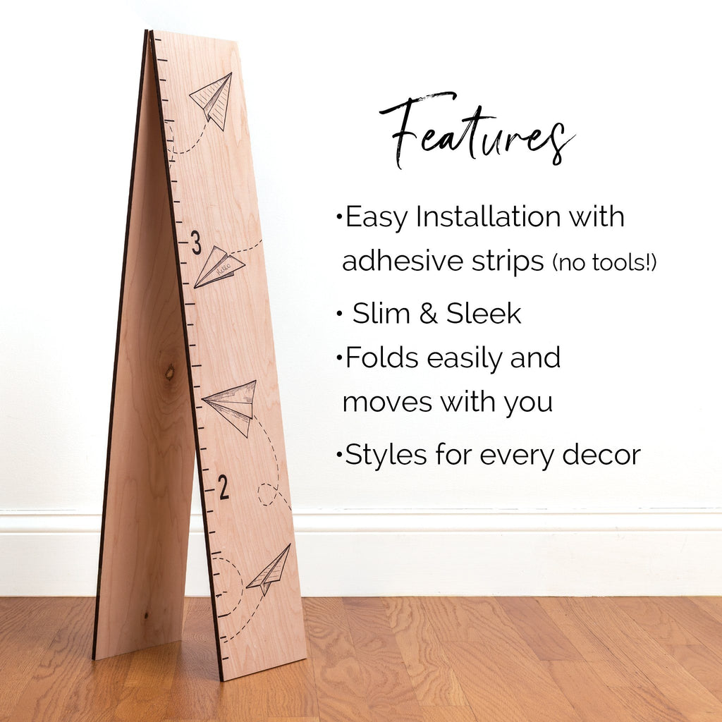 Paper Airplanes Growth Chart on Wood Growth Chart Headwaters Studio 