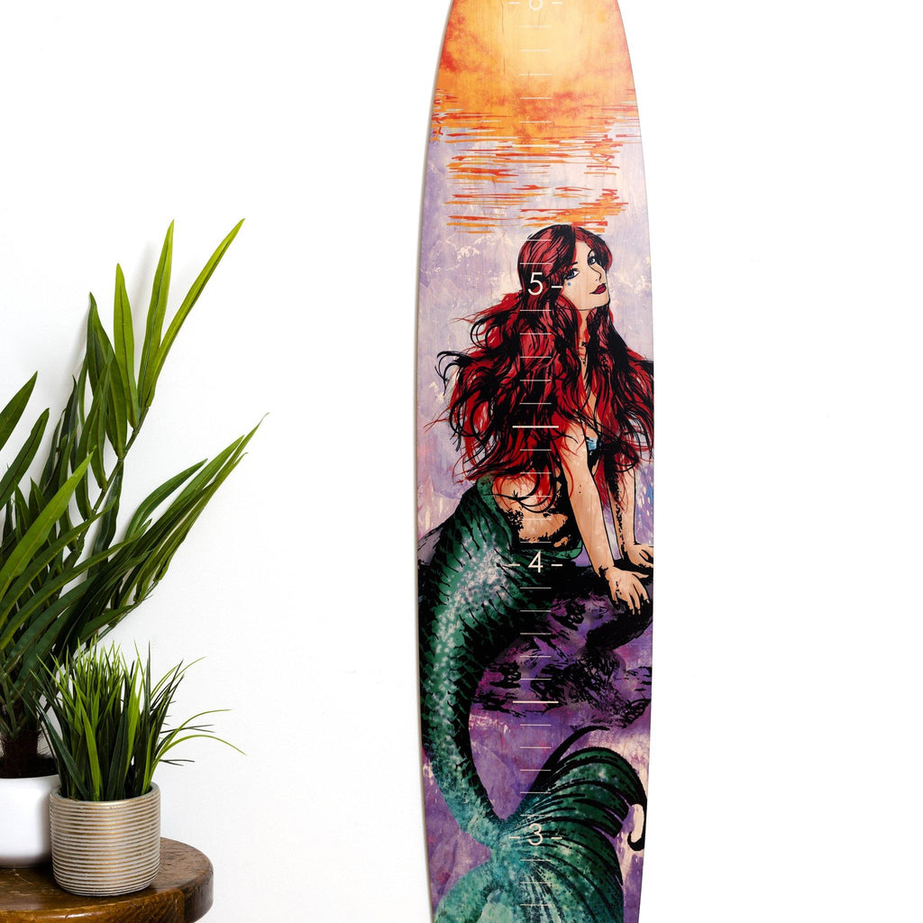 Red Haired Mermaid Longboard Growth Chart Surfboard Headwaters Studio 