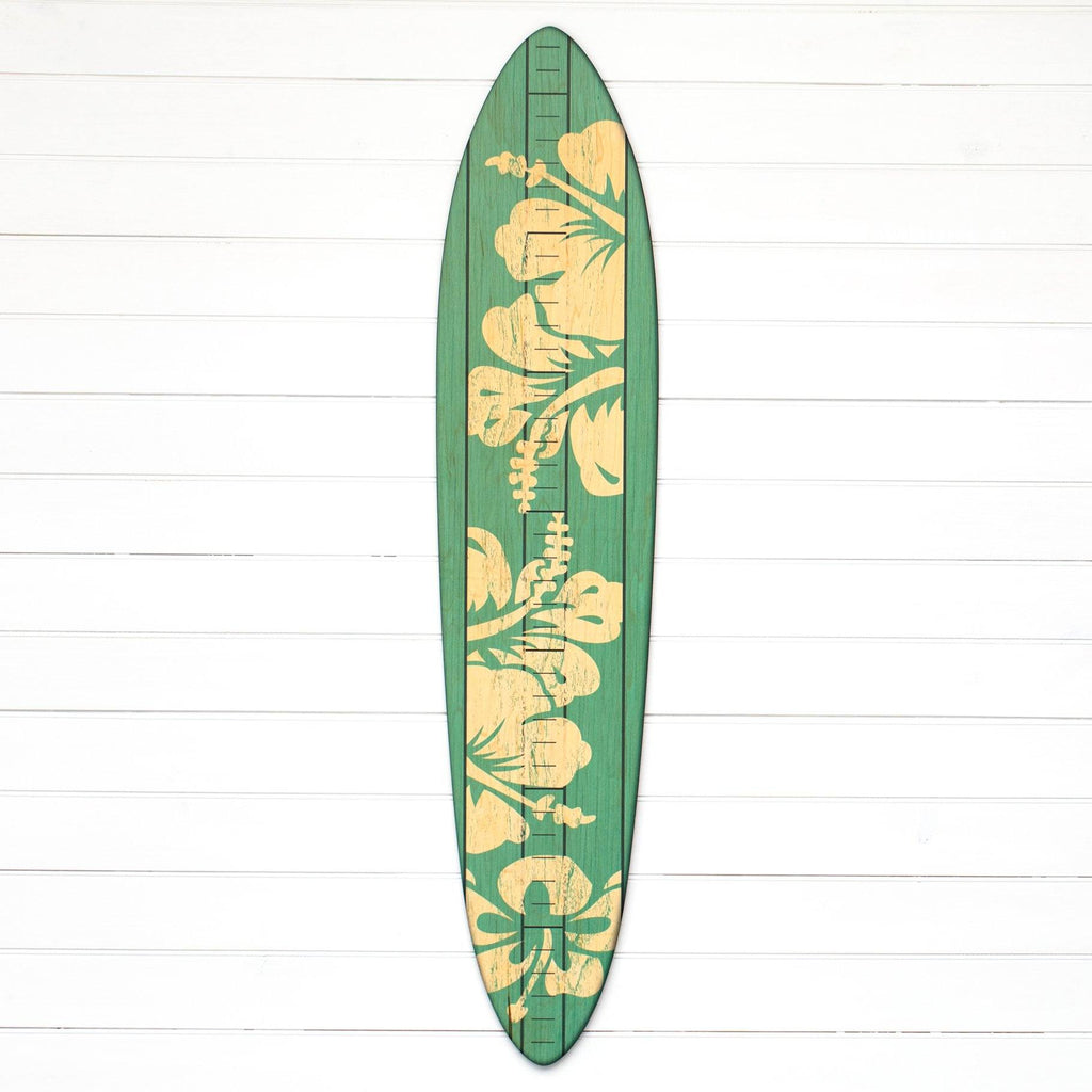 The Vintage Primaries Collection - Surfboard Growth Charts Headwaters Studio Teal Hibiscus No 