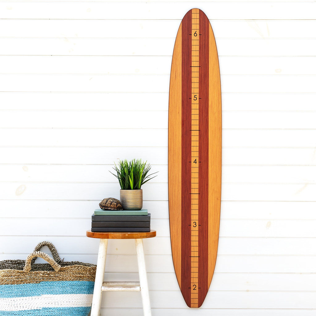 Wood Stripe Longboard Surfboard Headwaters Studio 