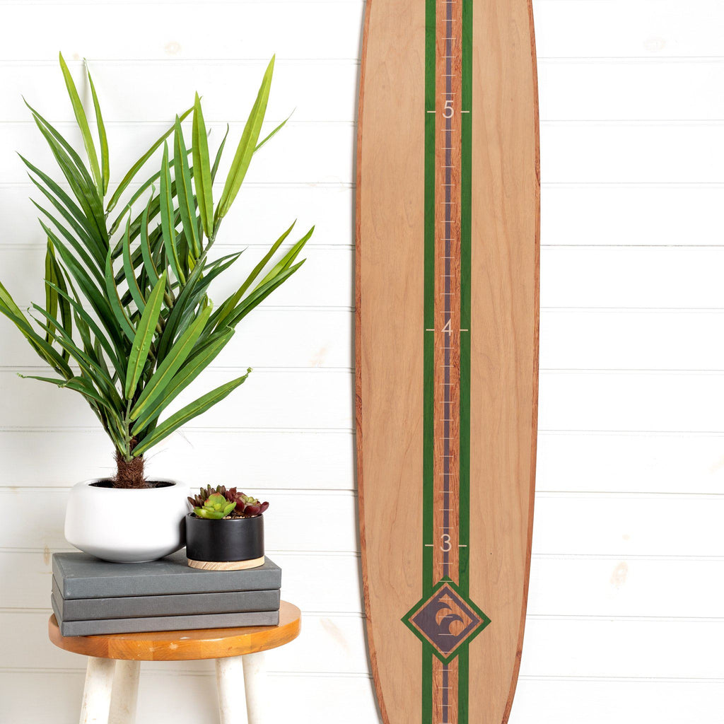 Classic Green Stripe Longboard Surfboard Headwaters Studio 