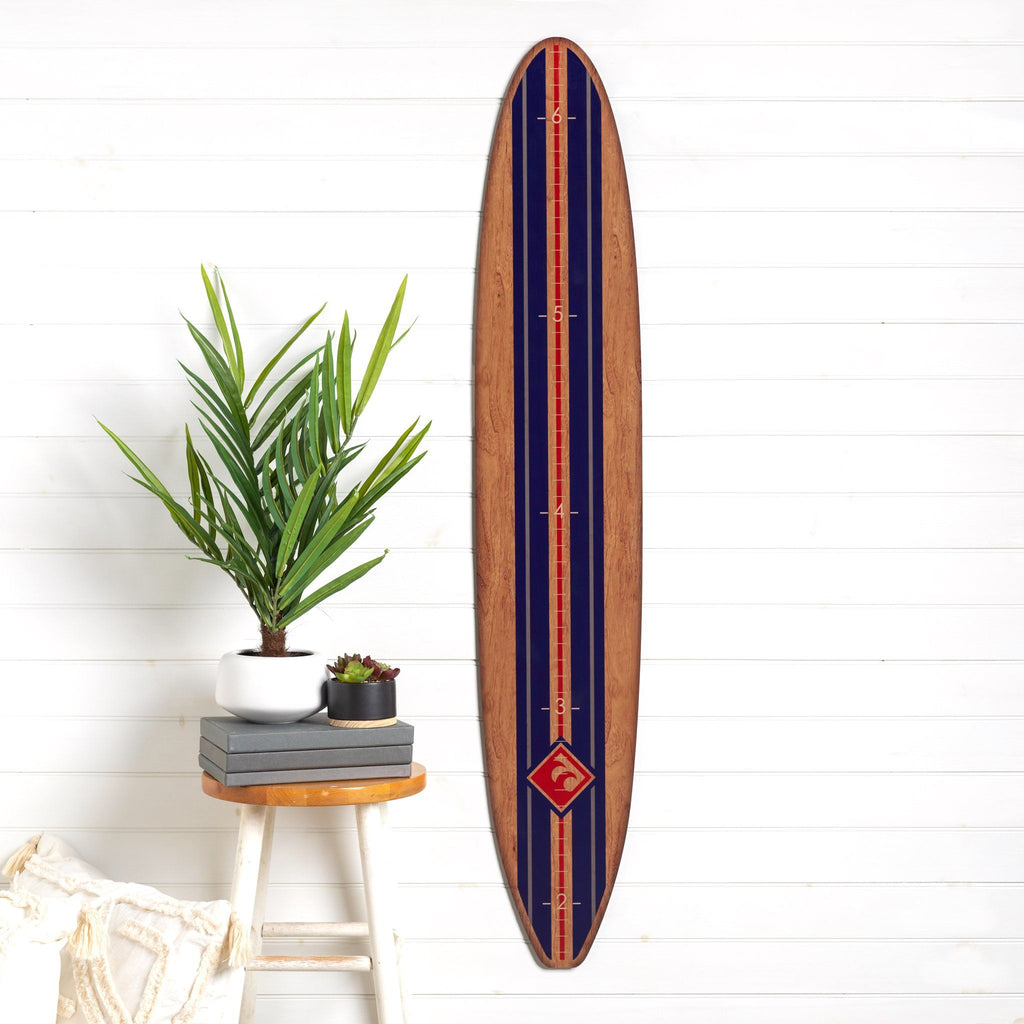  Classic Longboard Surfboard Headwaters Studio decor growth chart sign beach hawaii surfer surf height 