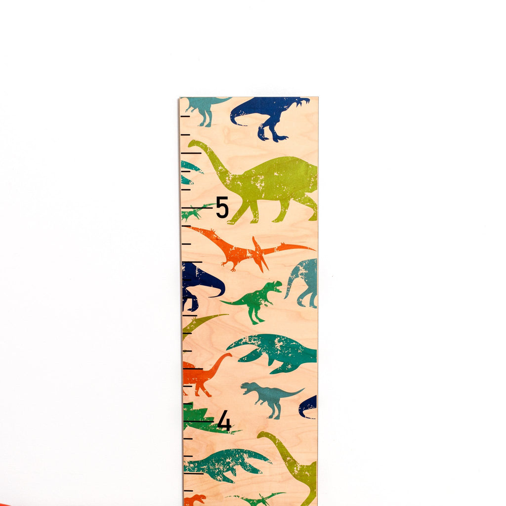 Dinosaur Growth Chart - Dinosaurs Printed on Wood Growth Chart Headwaters Studio 