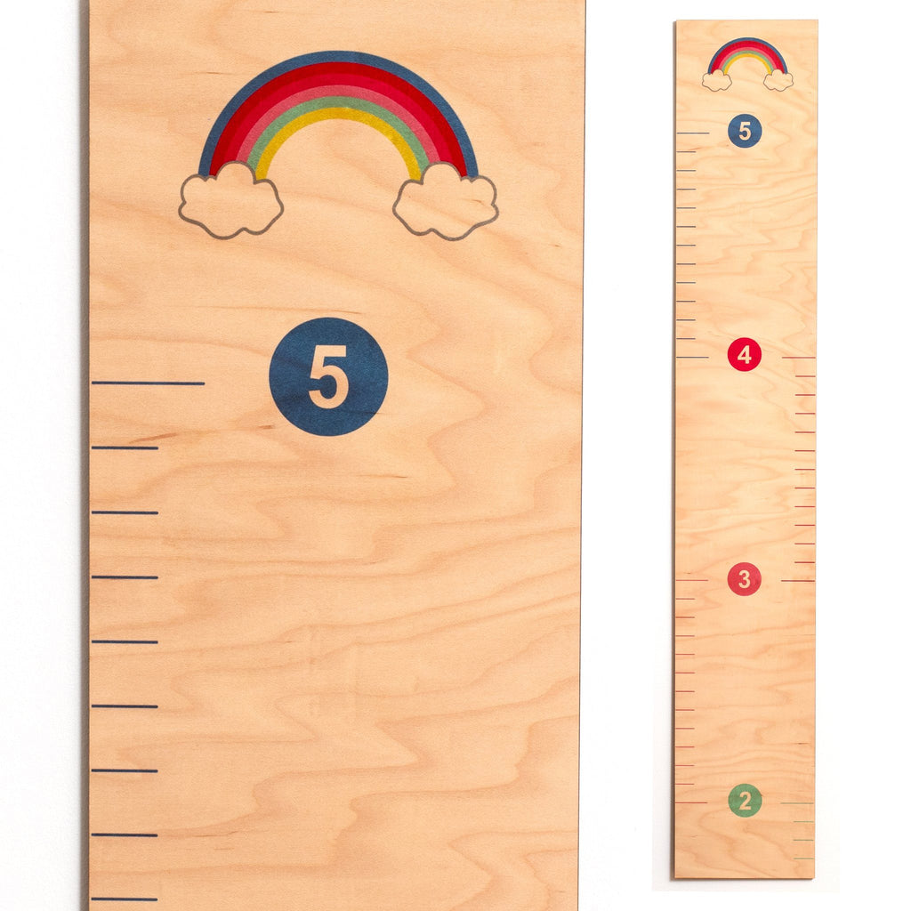 Rainbow and Stars Wooden Growth Charts Growth Chart Headwaters Studio 