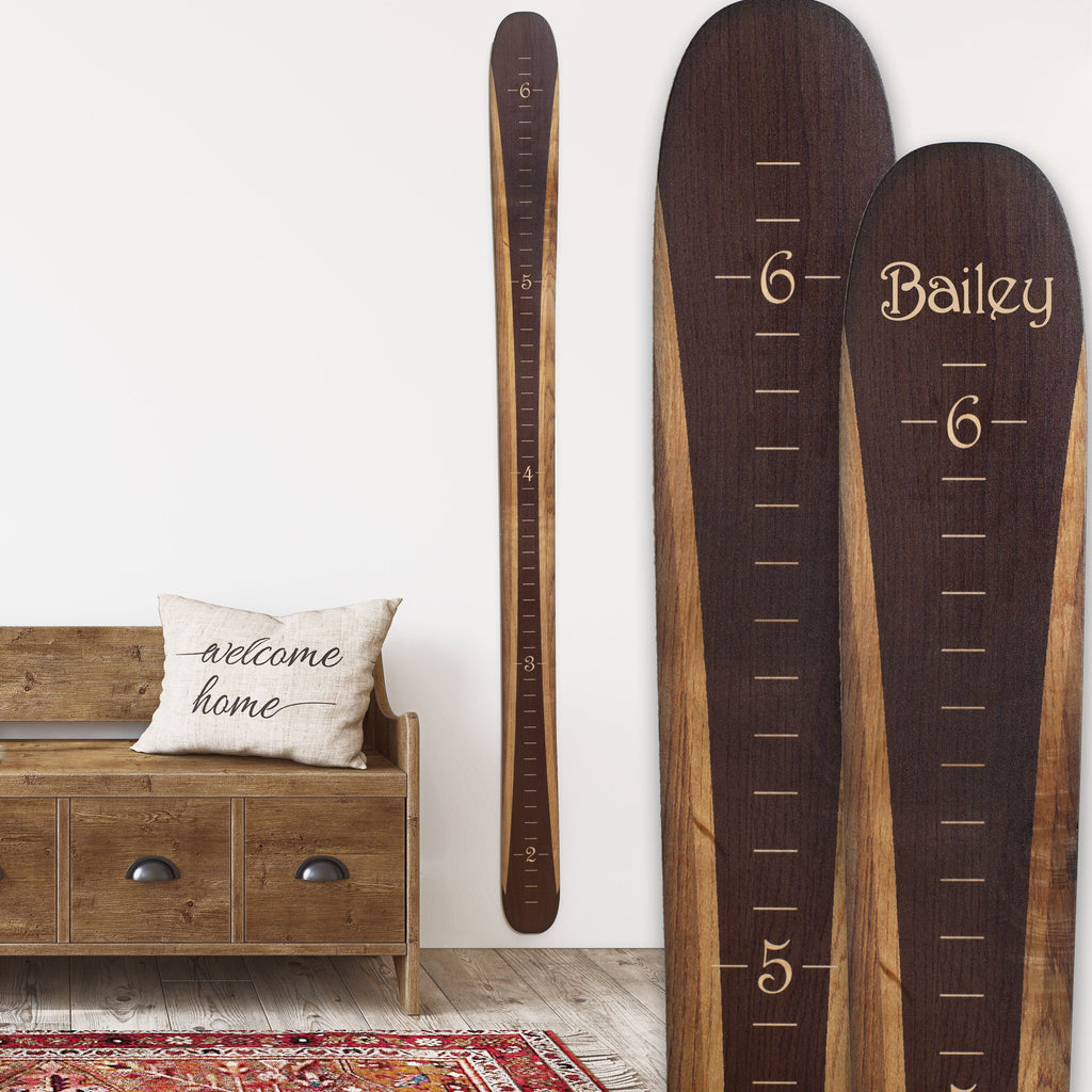 Ski Growth Charts - Traditional Wood Design Headwaters Studio Brown Yes 