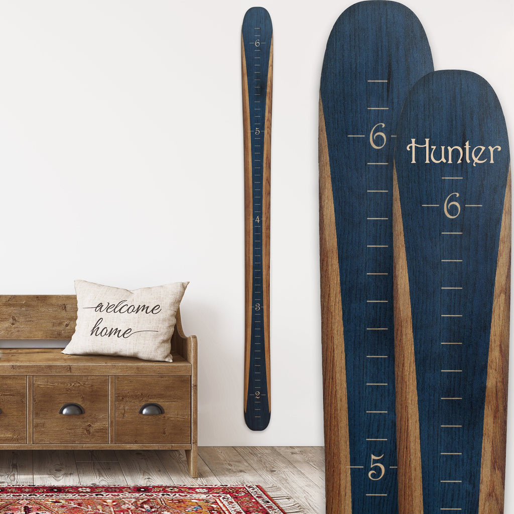 Ski Growth Charts - Traditional Wood Design Headwaters Studio Blue Yes 