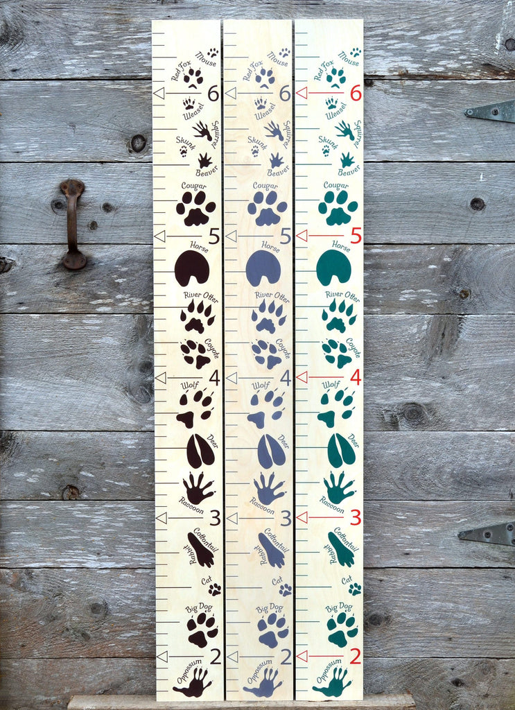 Animal Tracks Wooden Growth Chart / Kids Wood Height Chart / Baby Shower Gift / Animal Themed Nursery Decor / Baby Shower Gift Headwaters Studio 