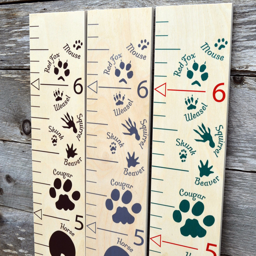 Animal Tracks Wooden Growth Chart / Kids Wood Height Chart / Baby Shower Gift / Animal Themed Nursery Decor / Baby Shower Gift Headwaters Studio 