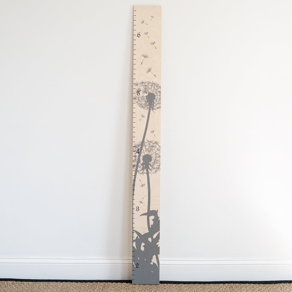 Dandelion Silhouette Modern Wooden Ruler Growth Chart / Wood Height Chart / Nursery / Baby Shower Gift / Scandinavian Nursery / Flower Decor Headwaters Studio 