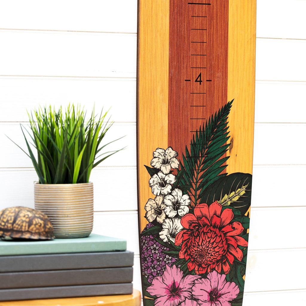 Surfboard Growth Chart - Floral Longboard Surfboard Headwaters Studio 