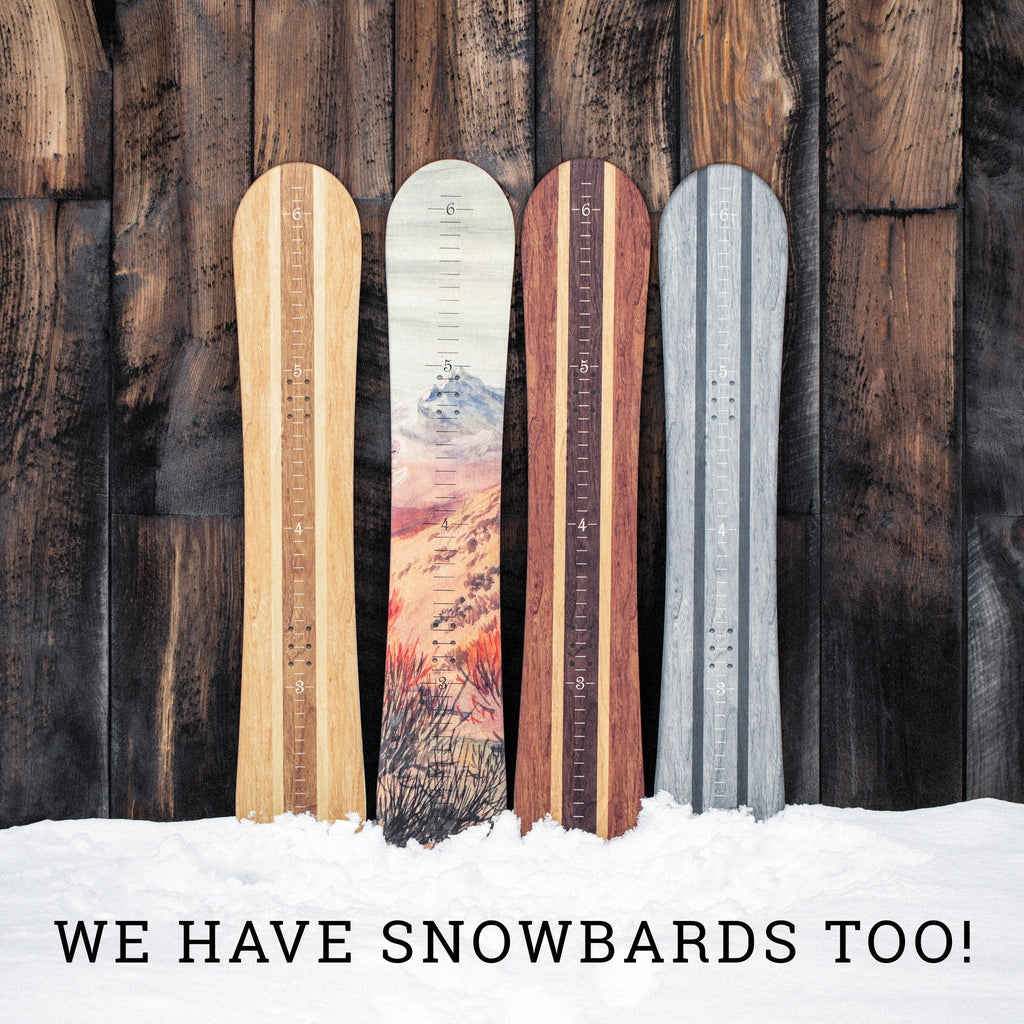 Red Wooden Ski Growth Chart / Kids Wood Height Chart / Personalized Child Growth Chart Baby Shower Gift Ski Decor Headwaters Studio 