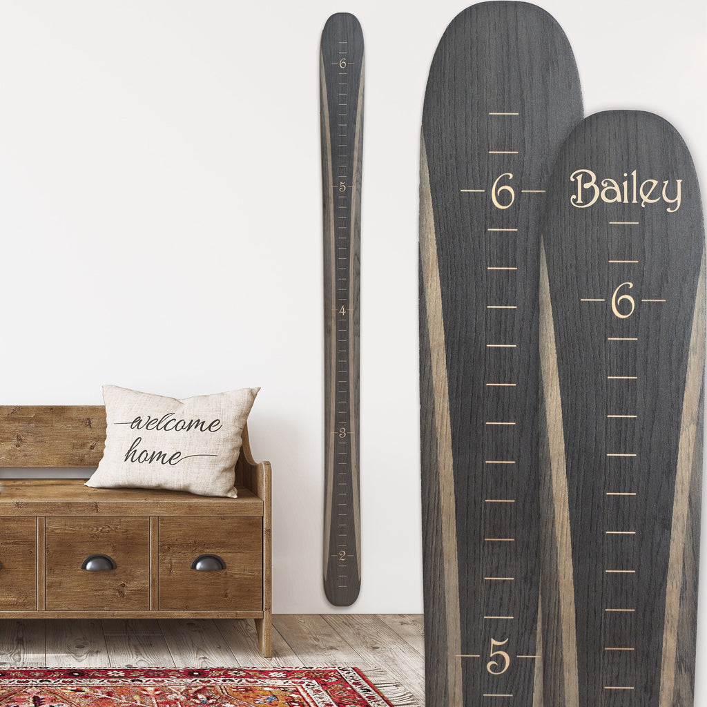 Grey Wooden Ski Growth Chart, ski kid decor, Ski Room, Height Chart, Unique Growth Chart, Vintage Ski Headwaters Studio 