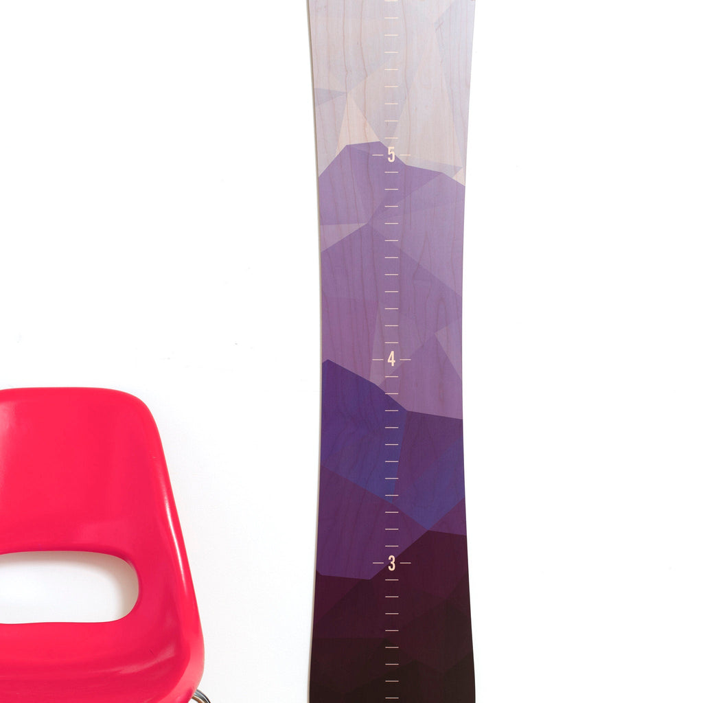 Purple Mountain Snowboard Growth Chart, Snowboarder Girl, Snowboard decor, Ski Decor, Wood Height Chart, Snowboard Designs, Gift Idea, Wall Headwaters Studio 