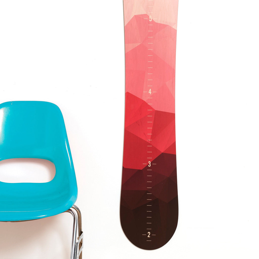 Coral Mountain Snowboard Growth Chart, Snowboarder Girl, Snowboard Ski Decor, Wood Height Chart, Snowboard Designs, Gift Idea, Wall Pink Headwaters Studio 