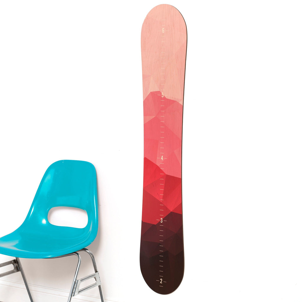 Coral Mountain Snowboard Growth Chart, Snowboarder Girl, Snowboard Ski Decor, Wood Height Chart, Snowboard Designs, Gift Idea, Wall Pink Headwaters Studio 