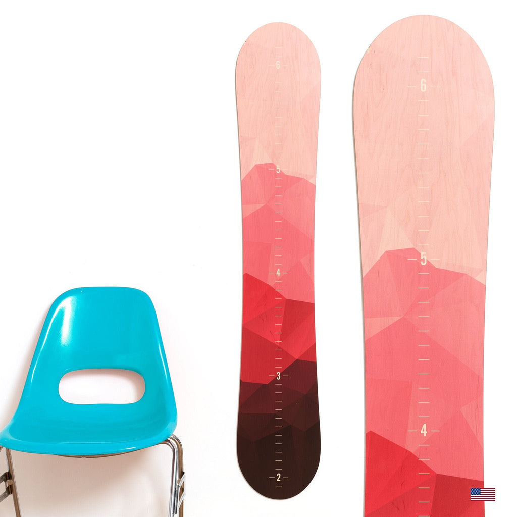 Coral Mountain Snowboard Growth Chart, Snowboarder Girl, Snowboard Ski Decor, Wood Height Chart, Snowboard Designs, Gift Idea, Wall Pink Headwaters Studio 