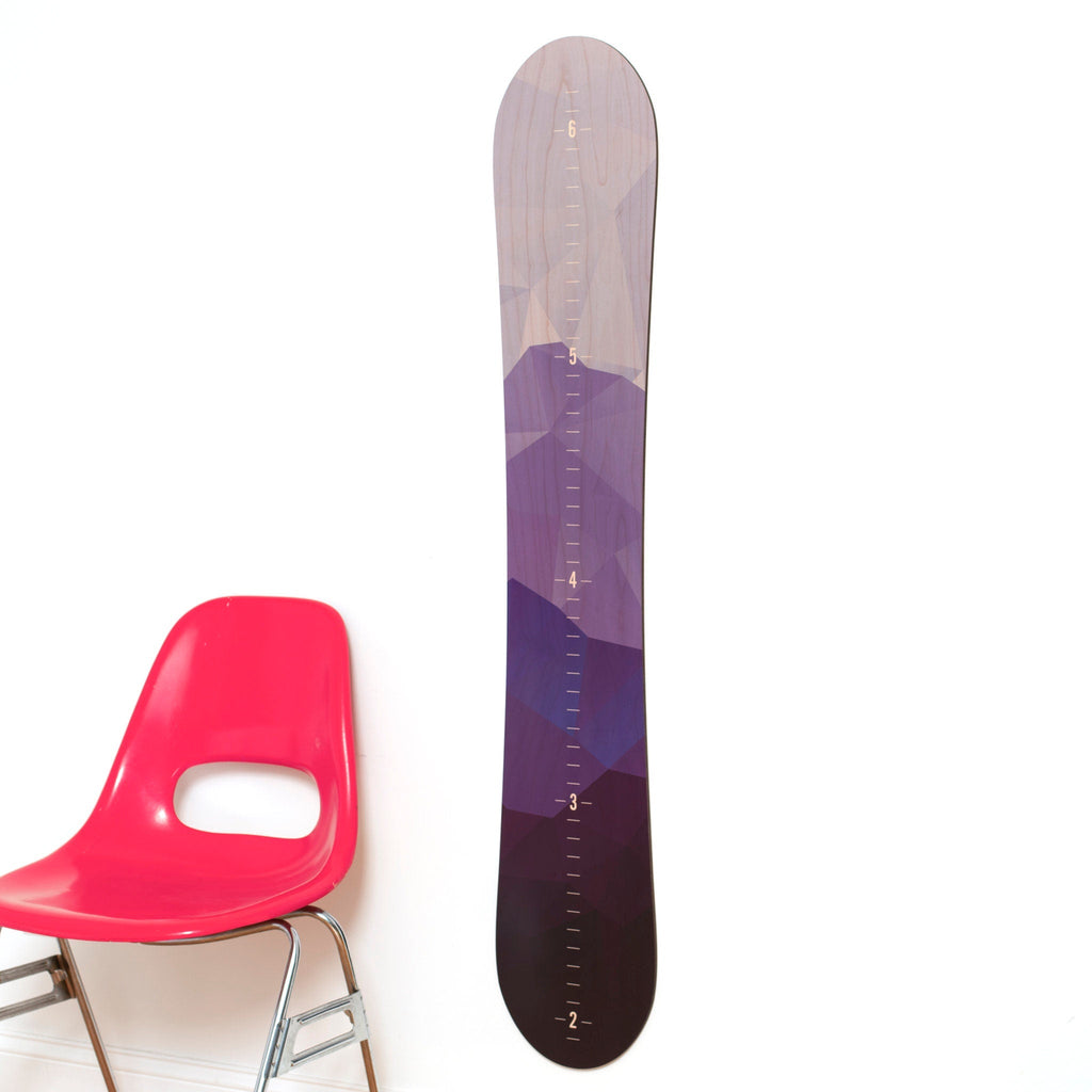Purple Mountain Snowboard Growth Chart, Snowboarder Girl, Snowboard decor, Ski Decor, Wood Height Chart, Snowboard Designs, Gift Idea, Wall Headwaters Studio 