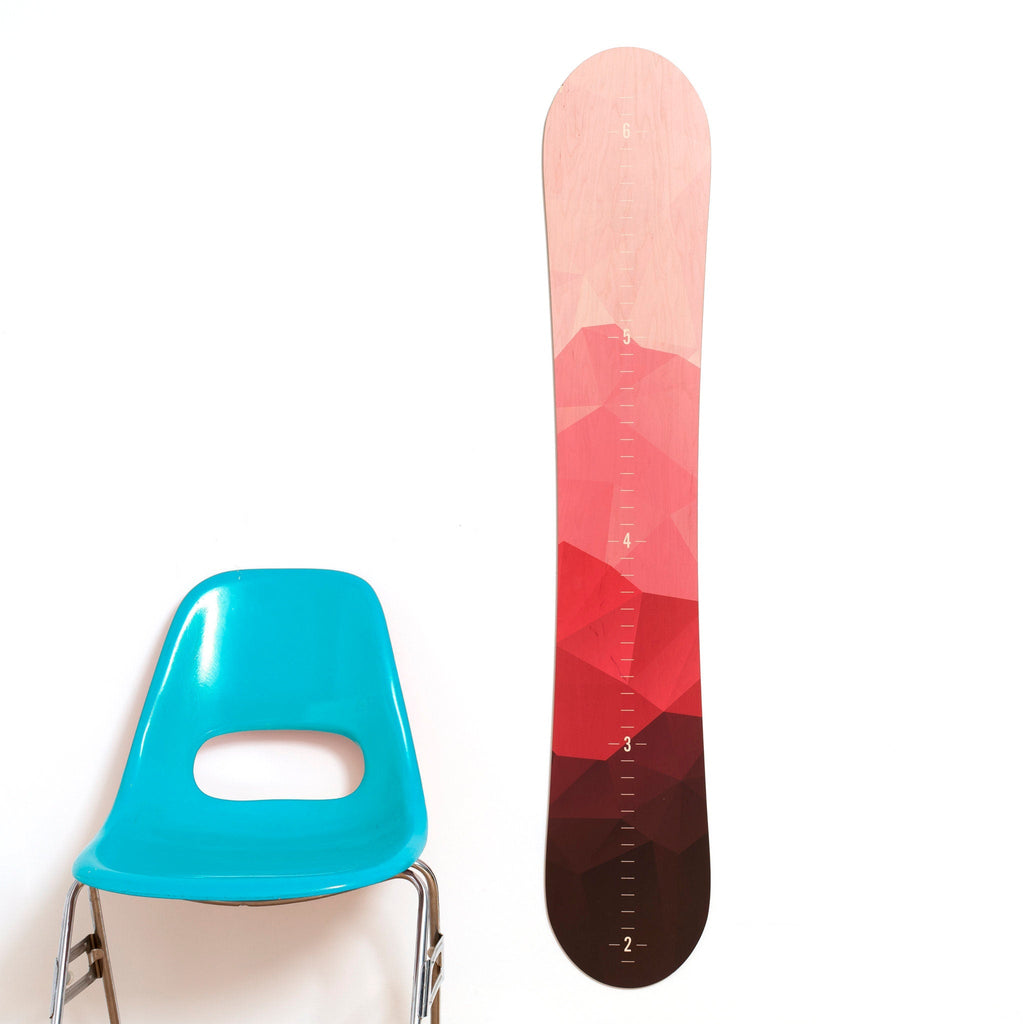 Coral Mountain Snowboard Growth Chart, Snowboarder Girl, Snowboard Ski Decor, Wood Height Chart, Snowboard Designs, Gift Idea, Wall Pink Headwaters Studio 