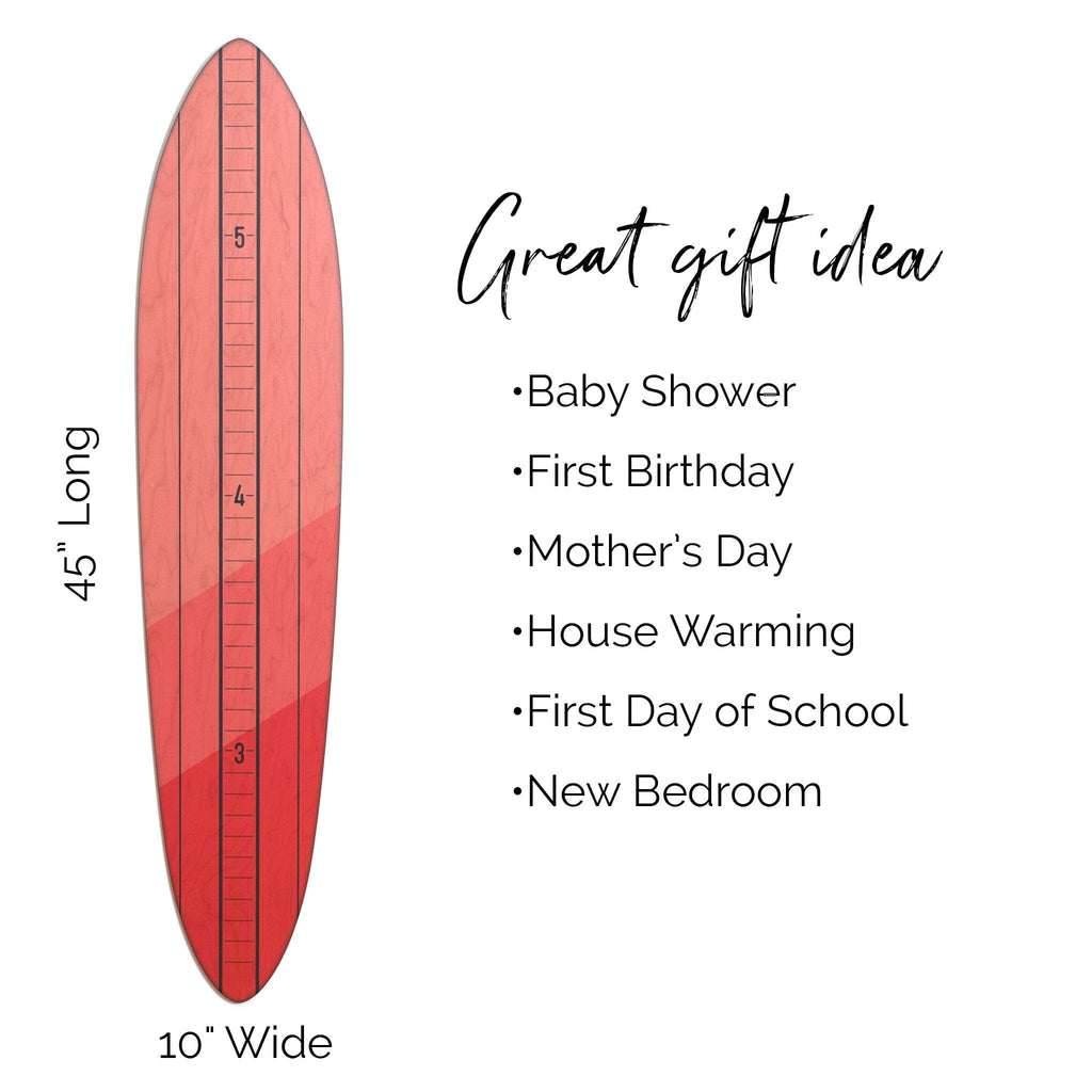 Coral Pink Retro Wooden Growth Charts / Kids Wood Height Chart / Baby Shower Gift / Personalized Growth Chart Headwaters Studio 