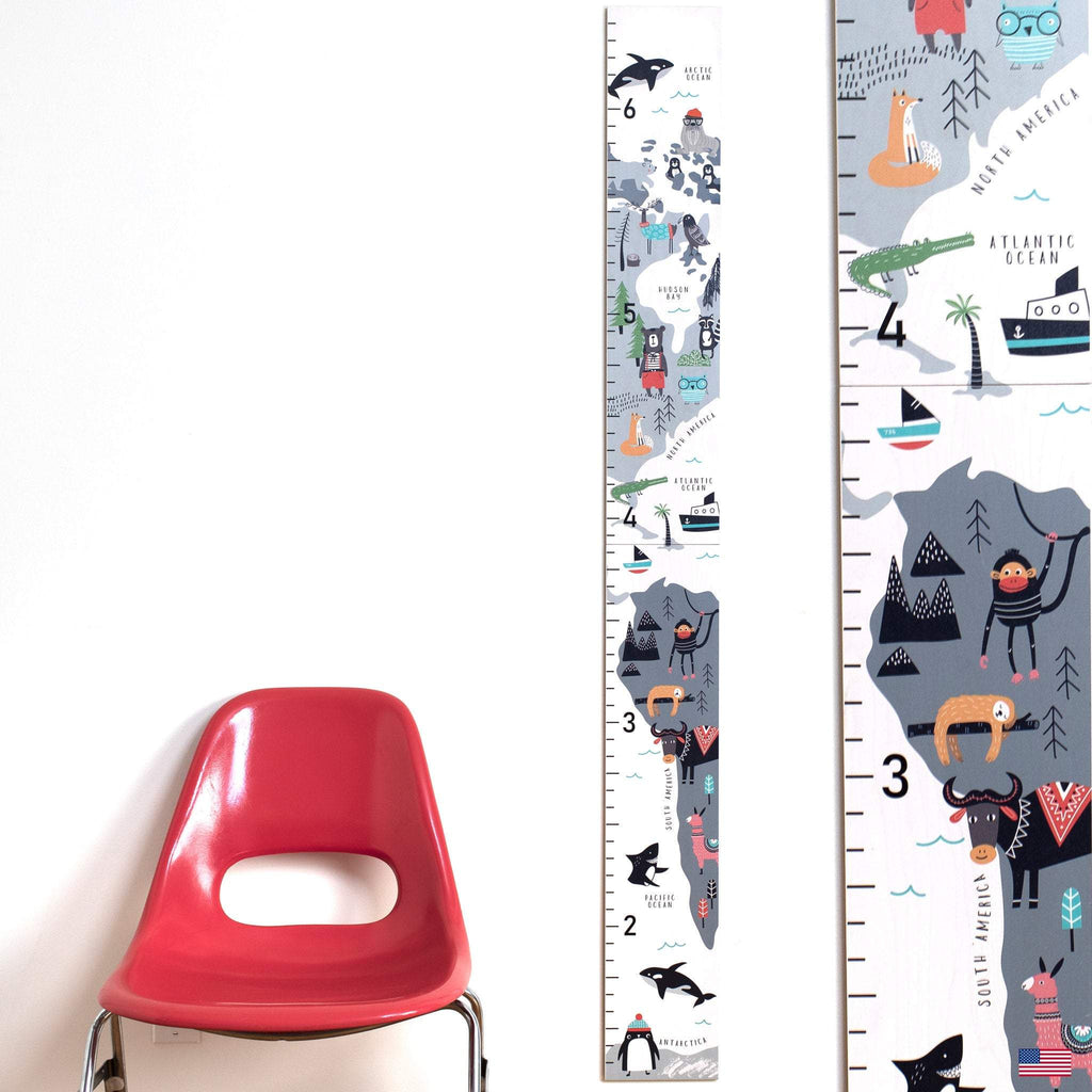 Animal Map Growth Chart for Kids / Animal Height Chart / Adventure Awaits / Places You Will Go / Baby Gift / Wanderlust Headwaters Studio 