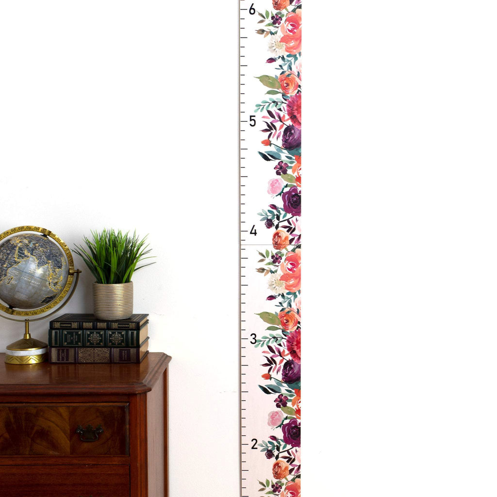 Flowers Growth Chart for Girls / Wood Growth Chart / Roses / Wooden Height Chart for Girls / Floral Nursery Decor / Baby Gift Headwaters Studio 
