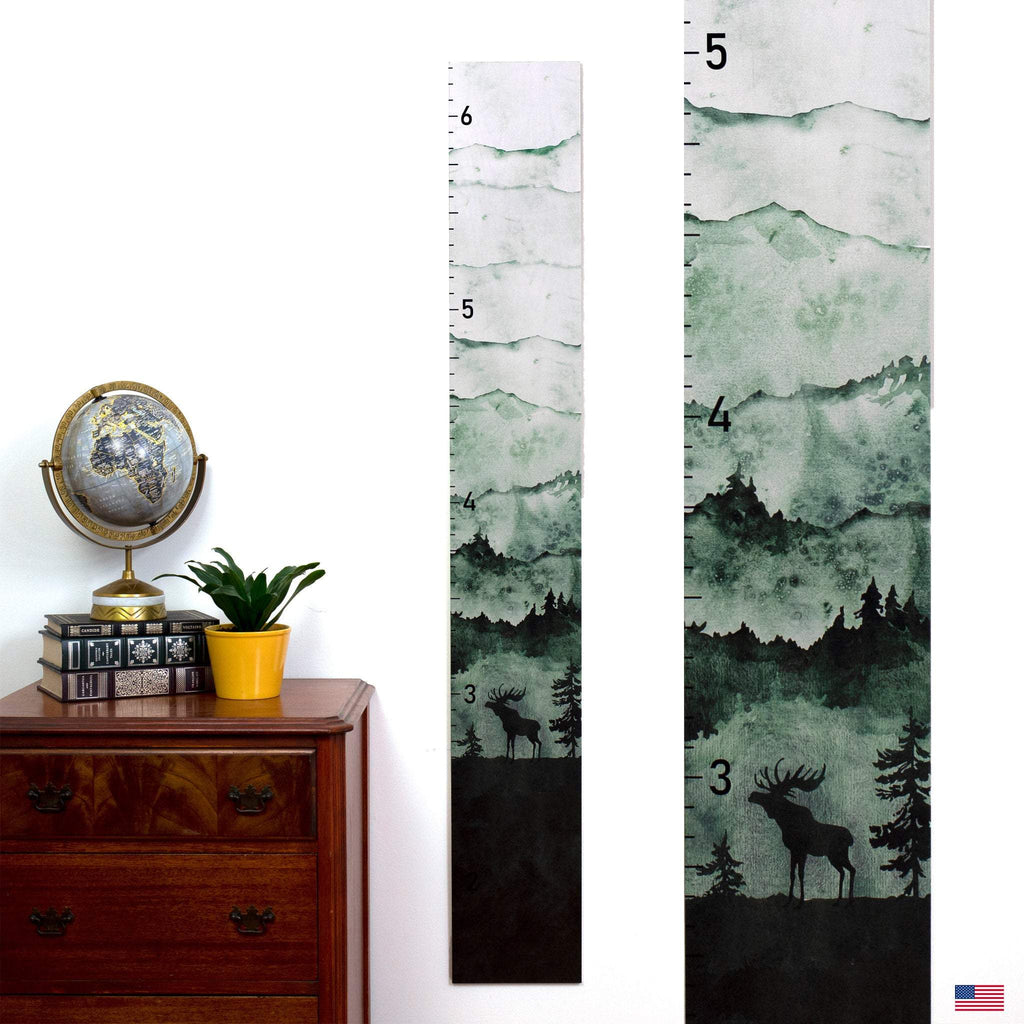 Wilderness Wooden Growth Chart / Kids Wood Height Chart / Wild Outdoorsey / Cabin Nursery / Woodsy Bear Moose Wolf Decor Headwaters Studio 