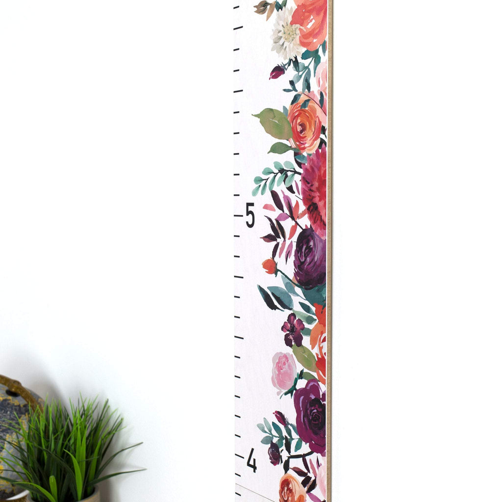 Flowers Growth Chart for Girls / Wood Growth Chart / Roses / Wooden Height Chart for Girls / Floral Nursery Decor / Baby Gift Headwaters Studio 
