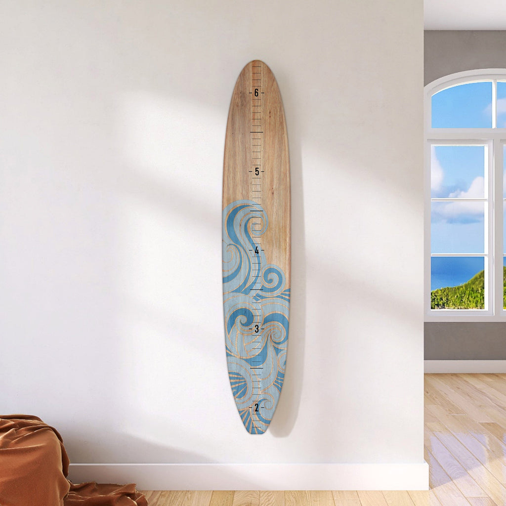 The Seaside Series of Wooden Surfboard Growth Heigth Charts | Ocean Themed Nursery | Longboard Height Chart | Surfboard Signs Headwaters Studio 
