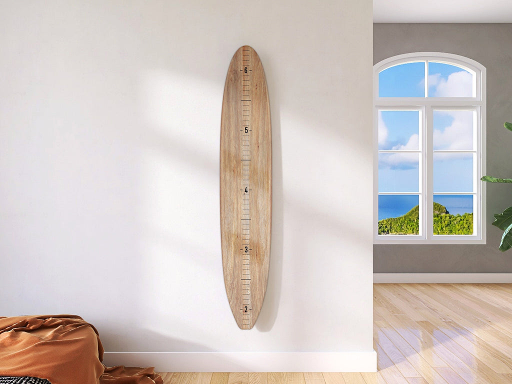 Seaside Series Surfboard Growth Chart Natural | Wooden Height Chart | Ocean Themed Nursery | Longboard Height Chart | Surfboard Signs Headwaters Studio 
