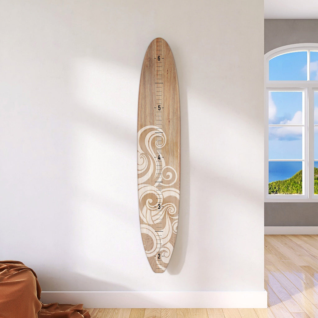Seaside Series Surfboard Growth Chart White Wave | Wooden Height Chart | Ocean Themed Nursery | Longboard Height Chart | Surfboard Signs Headwaters Studio 