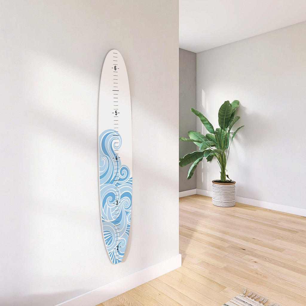 Seaside Series of Wooden Surfboard Growth Heigth Charts in White | Ocean Themed Nursery | Longboard Height Chart | Surfboard Signs Headwaters Studio 