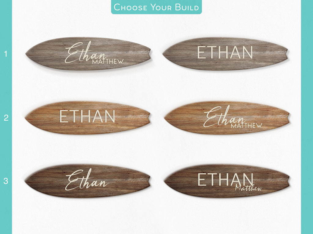 Surfboard Name Sign for Nursery or Children's Room | Wooden Surfboard | Nursery Decor | Teen Room | Beach Ocean Themed Nursery Kids Room Headwaters Studio 