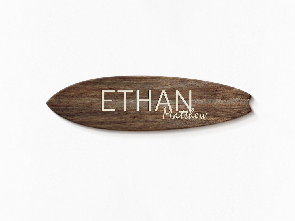 Surfboard Name Sign for Nursery or Children's Room | Wooden Surfboard | Nursery Decor | Teen Room | Beach Ocean Themed Nursery Kids Room Headwaters Studio 