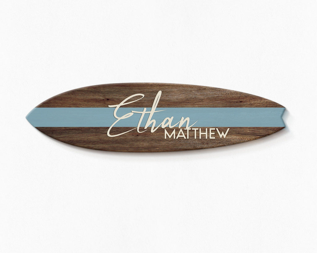 Dark Mahogany Surfboard Name Sign for Nursery or Children's Room Headwaters Studio 