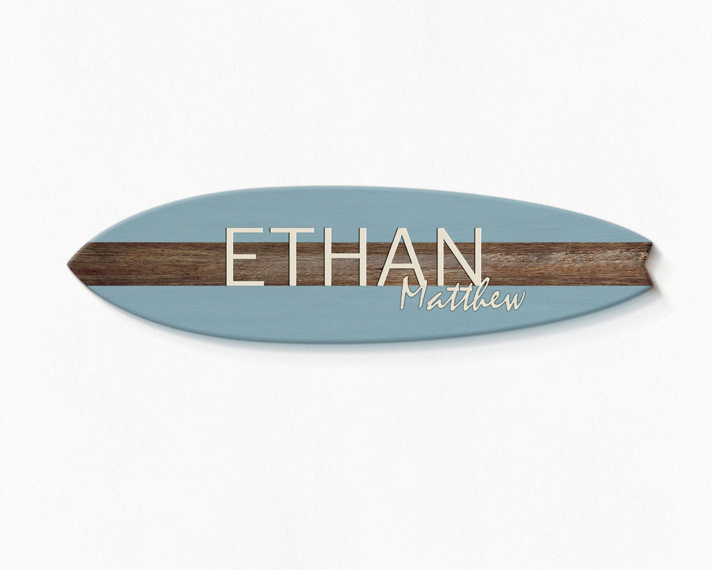 Dark Mahogany Surfboard Name Sign for Nursery or Children's Room Headwaters Studio 