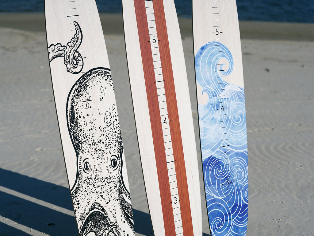 The White Washed Beach Wood Longboard Surfboard Growth Chart Collection | Ocean Themed Nursery | Beach Decor | Surfboard Sign Height Chart Headwaters Studio 