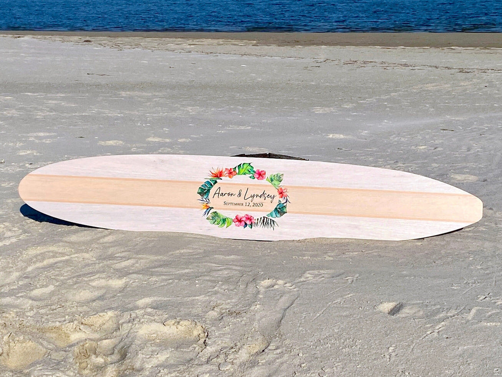 Surfboard Wedding Guest Book / Wedding Guest Book Alternative / Custom Surfboard Wall Décor / Personalized Wooden Surfboard Sign Headwaters Studio 