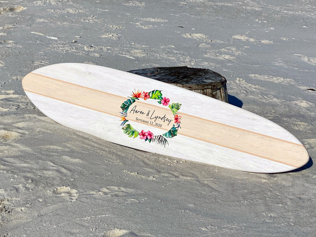 Surfboard Wedding Guest Book / Wedding Guest Book Alternative / Custom Surfboard Wall Décor / Personalized Wooden Surfboard Sign Headwaters Studio 