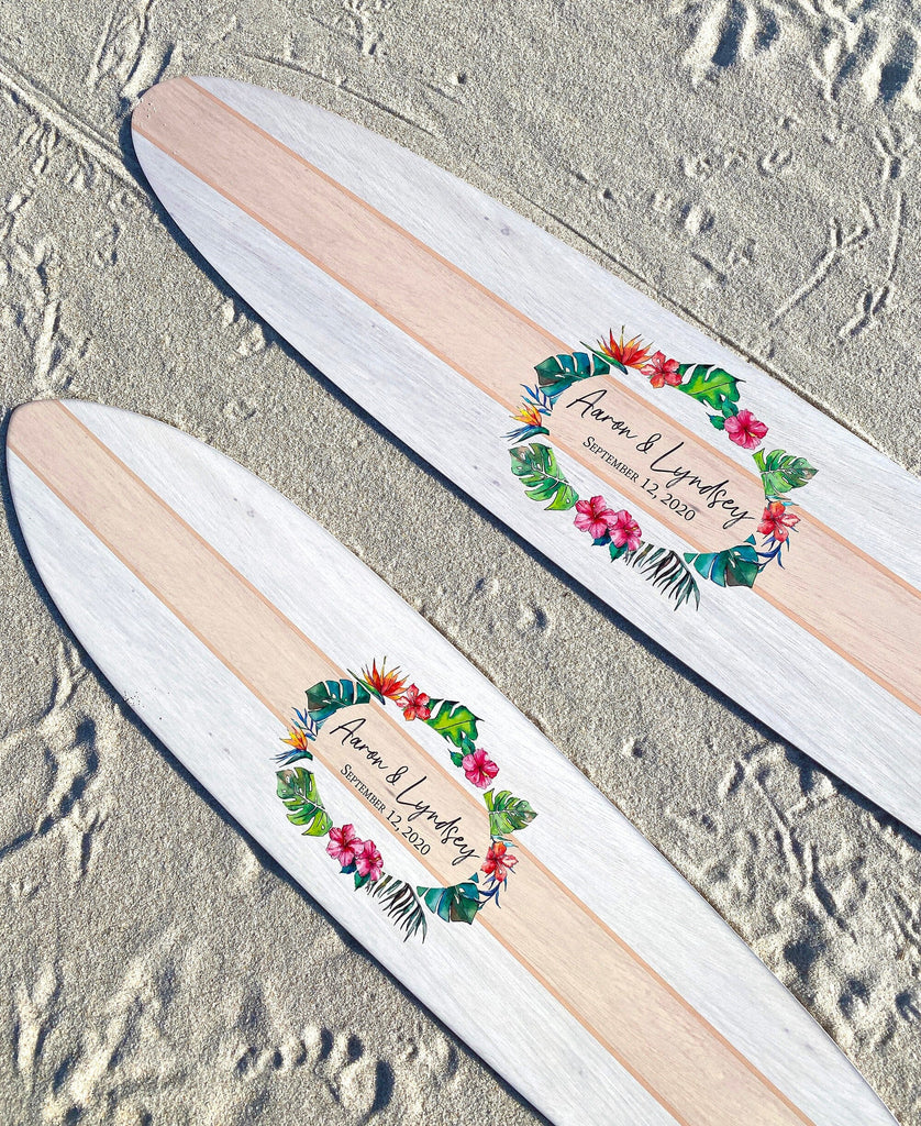 Surfboard Wedding Guest Book / Wedding Guest Book Alternative / Custom Surfboard Wall Décor / Personalized Wooden Surfboard Sign Headwaters Studio 