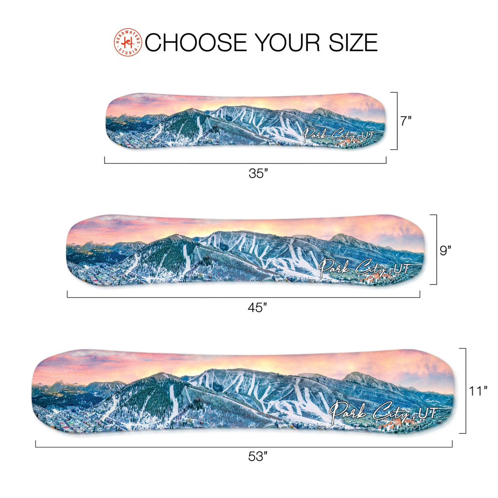 Park City Snowboard Art Print on Wood | Ski Decor | Housewarming Gift | Snowboard Wall Décor | Idaho Skiing | Ski Condo Décor Headwaters Studio 