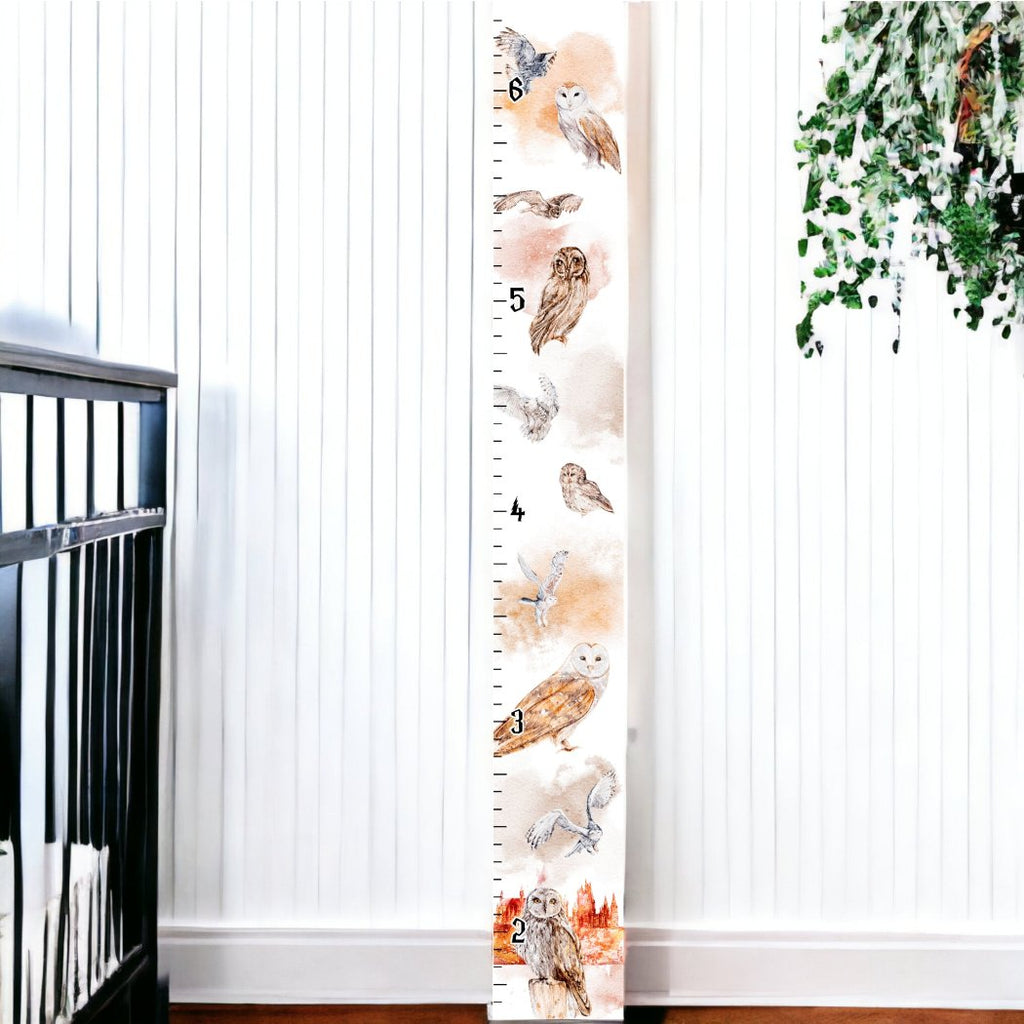 Wizard Growth Chart Personalized Magical Nursery Decor Potter Nursery Fantasy Nursery Childrens Room Magical Kids Room Owl Baby Room Decor