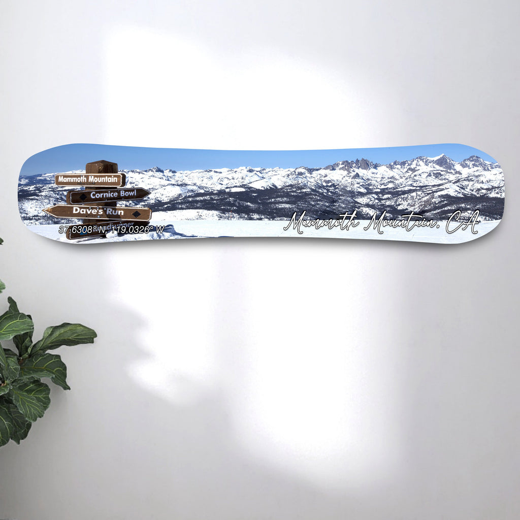 Mammoth Mountain California Snowboard Art Print on Wood | Snowboard Wall Décor | California Skiing | Ski Condo Décor