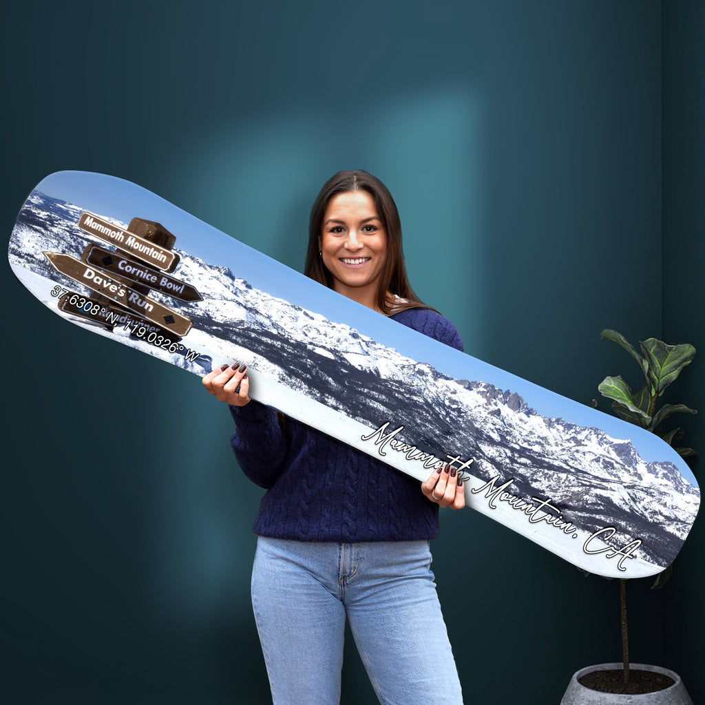 Mammoth Mountain California Snowboard Art Print on Wood | Snowboard Wall Décor | California Skiing | Ski Condo Décor