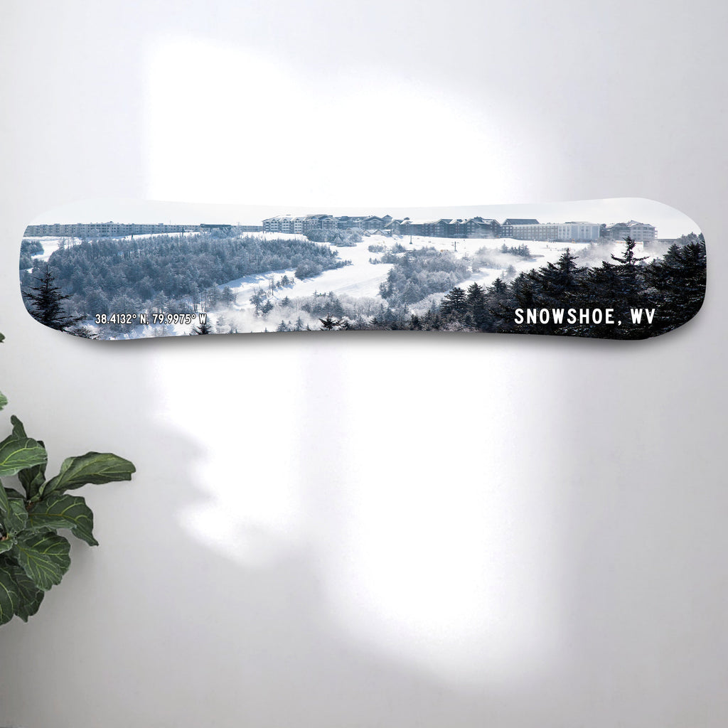 Snowshoe West Virginia Snowboard Art Print on Wood | Gifts for Snowboarders | Ski Decor