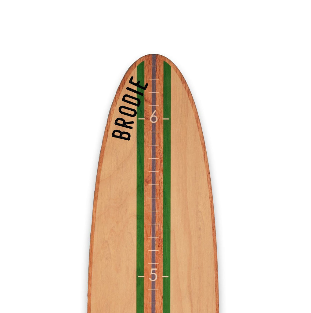 Classic Green Stripe Longboard Surfboard Headwaters Studio 